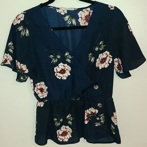 Dark Blue Floral Shirt